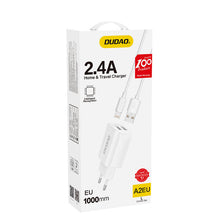 Заредете изображение във визуализатора на галерията – Dudao EU wall charger 2x USB 5V / 2.4A + Lightning cable white (A2EU + Lightning white) - TopMag
