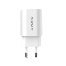 Заредете изображение във визуализатора на галерията – Dudao EU wall charger 2x USB 5V / 2.4A + micro USB cable white (A2EU + Micro white) - TopMag
