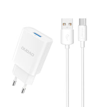 Заредете изображение във визуализатора на галерията – Dudao charger EU USB 5V / 2.4A QC3.0 Quick Charge 3.0 + cable USB Type C white (A3EU + Type-c white) - TopMag
