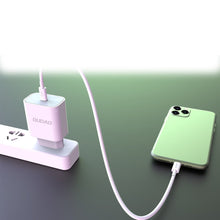 Заредете изображение във визуализатора на галерията – Dudao fast EU USB Type C Power Delivery 18W charger + cable USB Type C / Lightning cable 1m white (A8EU + PD cable white) - TopMag
