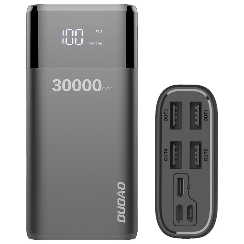 Dudao powerbank 4x USB 30000mAh with LCD 3A display black (K8Max black) - TopMag