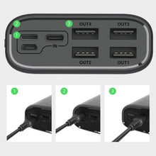 Заредете изображение във визуализатора на галерията – Dudao powerbank 4x USB 30000mAh with LCD 3A display black (K8Max black) - TopMag

