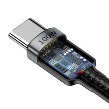 Заредете изображение във визуализатора на галерията – Baseus Cafule nylon cable USB Type C Power Delivery 2.0 100W 20V 5A 2m gray (CATKLF-ALG1) - TopMag
