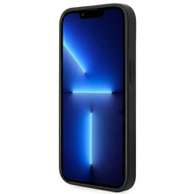 Заредете изображение във визуализатора на галерията – Original faceplate case GUESS GUHCP14SPSASBBK for iPhone 14 (Saffiano With Metal Logo / black)
