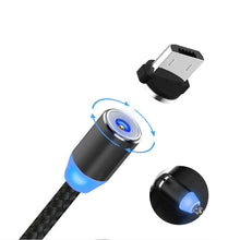 Заредете изображение във визуализатора на галерията – Wozinsky magnetic cable USB / micro USB / USB Type C / Lightning cable 2.4A 1m with LED black (WMC-01) - TopMag
