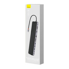 Заредете изображение във визуализатора на галерията – Baseus EliteJoy Gen2 11-Port Type-C HUB Adapter Dark gray（Type-C to HDMI*1+USB3.0*3+PD*1+VGA*1+SD/TF*1+RJ45*1+Type-C Data*1+3.5mm*1）
