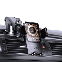 Заредете изображение във визуализатора на галерията – Dudao F19 clamp car holder with 15W inductive charger - black
