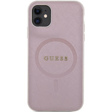 Заредете изображение във визуализатора на галерията – Original Case GUESS hardcase Saffiano MagSafe GUHMN61PSAHMCP for Iphone 11/ Xr pink
