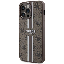 Заредете изображение във визуализатора на галерията – Guess 4G Printed Stripes MagSafe case for iPhone 15 Pro Max - brown
