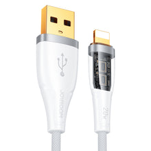 Заредете изображение във визуализатора на галерията – Joyroom fast charging cable with smart switch USB-C - Lightning 2.4A 1.2m white (S-UL012A3)
