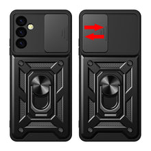 Заредете изображение във визуализатора на галерията – Hybrid Armor Camshield case for Samsung M34 with camera cover - black
