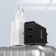Заредете изображение във визуализатора на галерията – Baseus wall charger adapter 2x USB 2.1A 10,5W black (CCFS-R01) - TopMag
