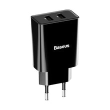 Заредете изображение във визуализатора на галерията – Baseus wall charger adapter 2x USB 2.1A 10,5W black (CCFS-R01) - TopMag
