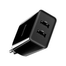 Заредете изображение във визуализатора на галерията – Baseus wall charger adapter 2x USB 2.1A 10,5W black (CCFS-R01) - TopMag
