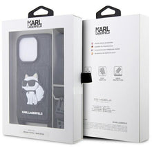 Заредете изображение във визуализатора на галерията – Karl Lagerfeld KLHCP14LCSAKHPCK iPhone 14 Pro 6.1" hardcase black/black Crossbody Saffiano Monogram Choupette
