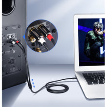 Заредете изображение във визуализатора на галерията – Ugreen audio cable 3.5 mm mini jack - 2RCA 3m black (10590)
