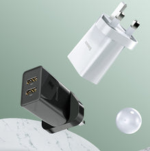 Заредете изображение във визуализатора на галерията – Baseus charger 2x USB 2.1A 10.5W (UK plug) white (CCFS-S02) - TopMag

