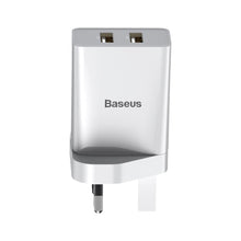 Заредете изображение във визуализатора на галерията – Baseus charger 2x USB 2.1A 10.5W (UK plug) white (CCFS-S02) - TopMag
