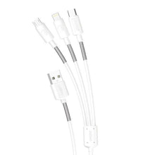 Заредете изображение във визуализатора на галерията – Dudao 3in1 USB cable - Lightning / USB Type C / micro USB 1.2m 4A white (L8s white) - TopMag
