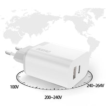 Заредете изображение във визуализатора на галерията – Dudao USB / USB wall charger Type C Power Delivery Quick Charge 3.0 3A 22.5W white (A6xsEU white) - TopMag

