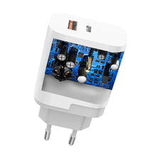 Заредете изображение във визуализатора на галерията – Dudao USB / USB wall charger Type C Power Delivery Quick Charge 3.0 3A 22.5W white (A6xsEU white) - TopMag
