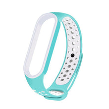 Заредете изображение във визуализатора на галерията – Replacment band strap for Xiaomi Mi Band 4 / Mi Band 3 Dots turquoise-white
