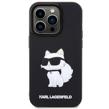 Заредете изображение във визуализатора на галерията – Original Pouch KARL LAGERFELD hardcase Rubber Choupette 3D KLHCP14L3DRKHNK for Iphone 14 Pro Black
