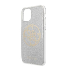 Заредете изображение във визуализатора на галерията – Guess GUHCN58PCUGLLG iPhone 11 Pro jasnoszary/light grey hard case Glitter 4G Circle Logo

