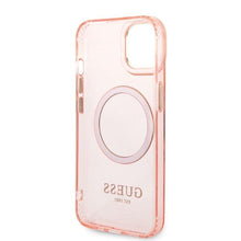 Заредете изображение във визуализатора на галерията – Guess GUHMP14SHTCMP iPhone 14 6.1&quot; pink/pink hard case Gold Outline Translucent MagSafe
