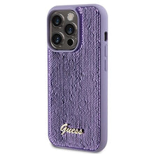Заредете изображение във визуализатора на галерията – Guess Sequin Script Metal case for iPhone 15 Pro Max - purple
