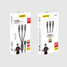 Заредете изображение във визуализатора на галерията – Fast charging cable 120W 1m 3in1 USB - USB-C / microUSB / Lightning Dudao L22X - silver
