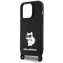 Заредете изображение във визуализатора на галерията – Karl Lagerfeld KLHCP15XSCBSCNK iPhone 15 Pro Max 6.7" hardcase black/black Crossbody Silicone Choupette
