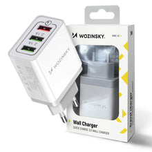 Заредете изображение във визуализатора на галерията – Wozinsky fast wall charger adapter Quick Charge QC 3.0 3x USB 30W white (WWC-01) - TopMag
