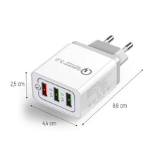 Заредете изображение във визуализатора на галерията – Wozinsky fast wall charger adapter Quick Charge QC 3.0 3x USB 30W white (WWC-01) - TopMag
