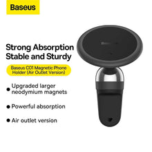 Заредете изображение във визуализатора на галерията – Baseus car holder to air vent magnetic ca01 black succ000101 - TopMag
