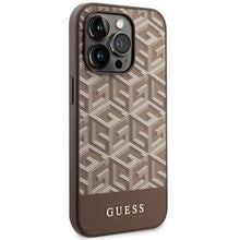 Заредете изображение във визуализатора на галерията – Guess GUHMP14LHGCFSEW iPhone 14 Pro 6.1" brown/brown hard case GCube Stripes MagSafe
