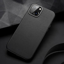 Заредете изображение във визуализатора на галерията – Dux Ducis Grit Leather Case for iPhone 14 Plus Elegant Faux Leather Cover (MagSafe Compatible) Black
