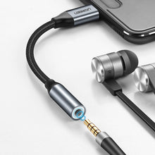 Заредете изображение във визуализатора на галерията – Ugreen Headphone Adapter with 3.5mm mini jack to USB Type C 10cm gray (30632) - TopMag
