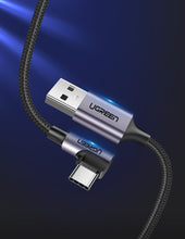 Заредете изображение във визуализатора на галерията – Ugreen angle cable USB - USB Type C 1m 3A gray (50941) - TopMag
