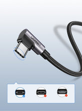 Заредете изображение във визуализатора на галерията – Ugreen angle cable USB - USB Type C 1m 3A gray (50941) - TopMag
