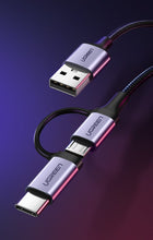 Заредете изображение във визуализатора на галерията – Ugreen cable 2in1 USB - micro USB / USB Type C cable 1m 2.4A black (30875) - TopMag
