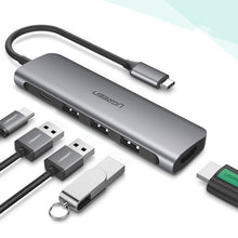 Заредете изображение във визуализатора на галерията – Ugreen multifunctional HUB USB Type C 3.0 Power Delivery 3x USB 3.0 / HDMI gray (50209) - TopMag
