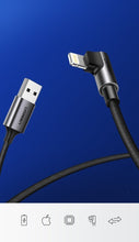 Заредете изображение във визуализатора на галерията – Ugreen angle USB cable - Lightning MFI 1m 2,4A black (60521) - TopMag
