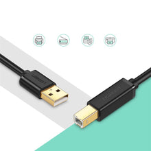 Заредете изображение във визуализатора на галерията – Ugreen cable USB - USB Type B cable (printer cable) 3m black (10351) - TopMag
