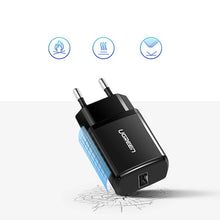 Заредете изображение във визуализатора на галерията – Ugreen USB wall charger 2,1A black (50459) - TopMag
