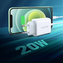 Заредете изображение във визуализатора на галерията – Ugreen USB charger Power Delivery 3.0 Quick Charge 4.0+ 20W 3A white (60450) - TopMag
