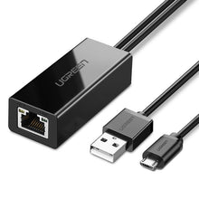 Заредете изображение във визуализатора на галерията – Ugreen external micro USB 100Mbps network adapter for Chromecast 1m black (30985) - TopMag
