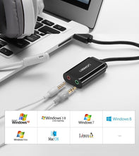 Заредете изображение във визуализатора на галерията – Ugreen external sound card music adapter USB - 3.5 mm mini jack 15cm black (30724) - TopMag
