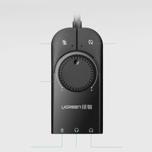 Заредете изображение във визуализатора на галерията – Ugreen external sound card music USB adapter - 3.5 mm mini jack with volume control 15cm black (40964) - TopMag
