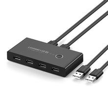 Заредете изображение във визуализатора на галерията – Ugreen switch box HUB switch 4x USB 2.0 USB splitter for two computers black (30767) - TopMag
